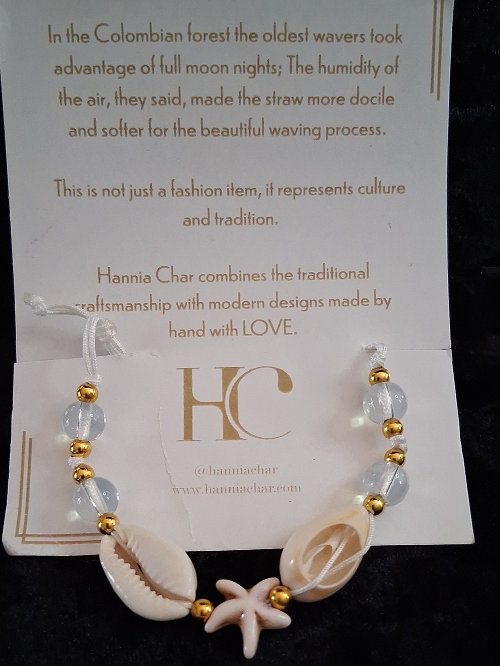 Cream Shell & Starfish Bracelet with Gold Accents Slide Adjustable